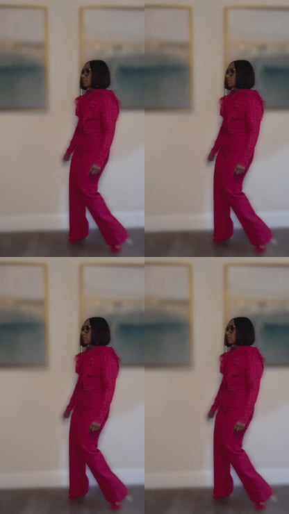 Berry Tweed Pant Suit