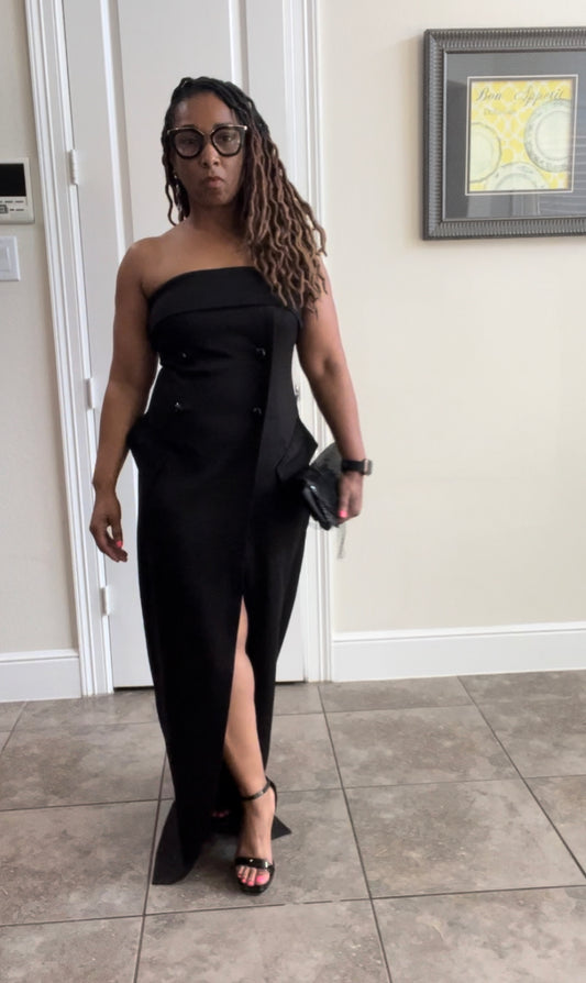 Tuxedo Halter Dress