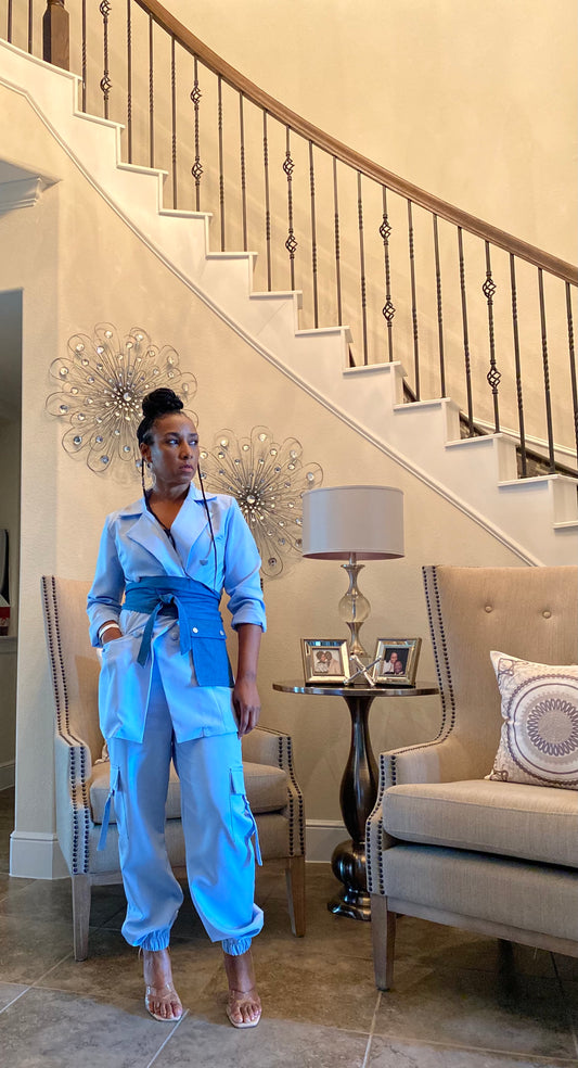 Solid Color Breasted Long Sleeve Suit Sets